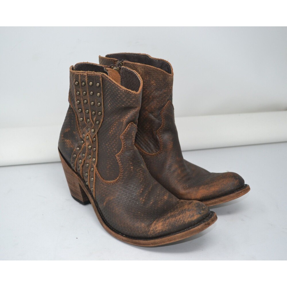 Liberty Black Womens Studded Leather Ankle Boots Size 10 LB-71232 vintage canela - Picture 2 of 16